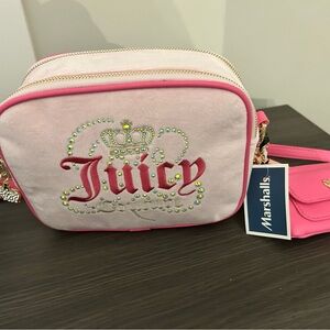 NWT Juicy Couture Pink and Cream Crossbody Bag